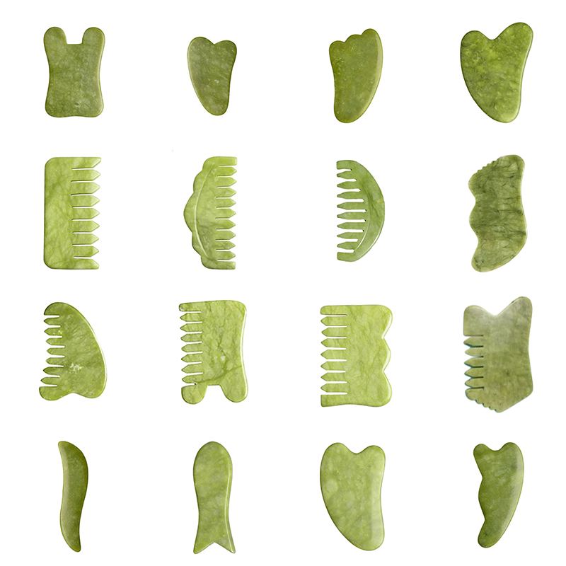 Jade Gua Sha Tool - Naturale Verde Xiuyu Gua Sha Bordo